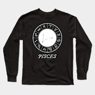 Pisces Zodiac Sign Design With Constellation Long Sleeve T-Shirt